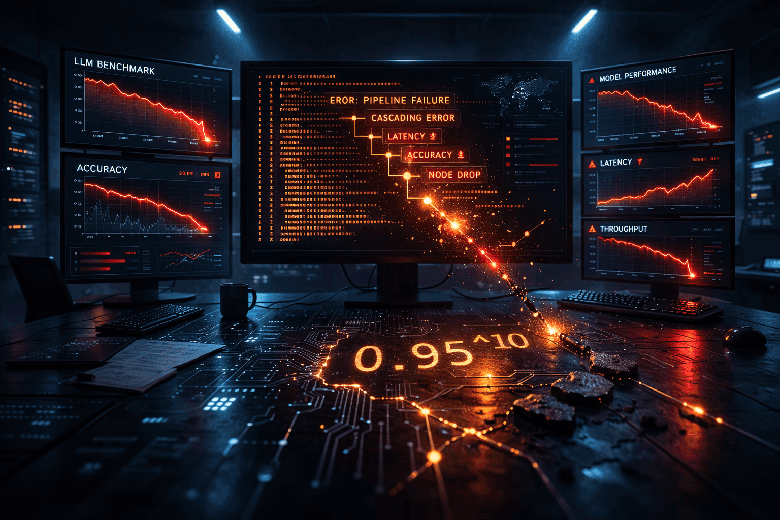 The Agentic AI Failure Stack: Benchmarks, Hallucinations, and the 0.95^10 Problem image
